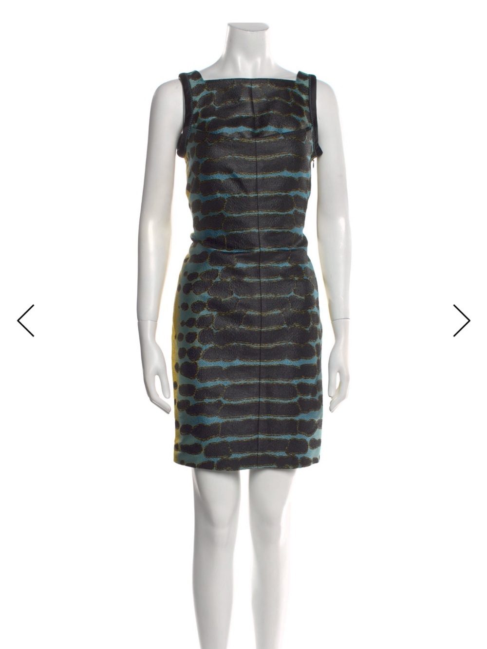 Proenza Schouler Teal and Black Sleeveless Shift Dress